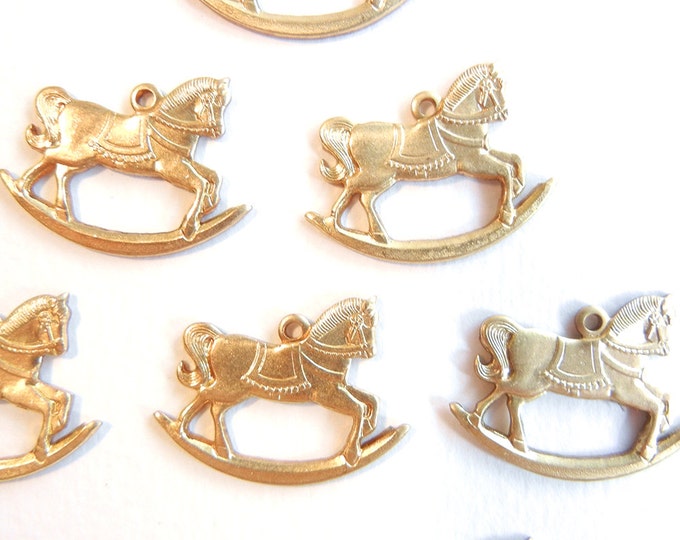 8 Brass Rocking Horse Charms