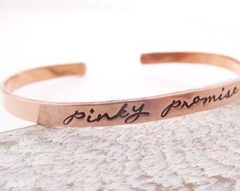 Copper Cuff Bracelet - Promise -Skinny Cuff Bracelet - Handstamped Bracelet Band - Inspirational Jewelry - Stacking bracelets - Mantra cuff