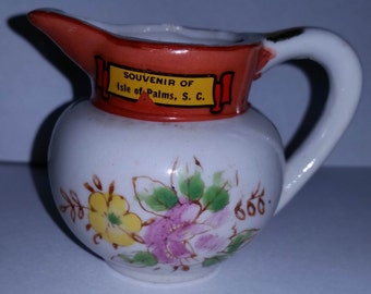 Vintage Mid-Century Isle Of Palms South Carolina Souvenir Pitcher (N#1)