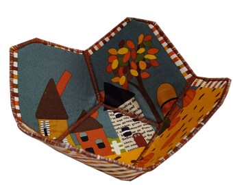 Small Reversible Fabric Bowl in Autumn Scene