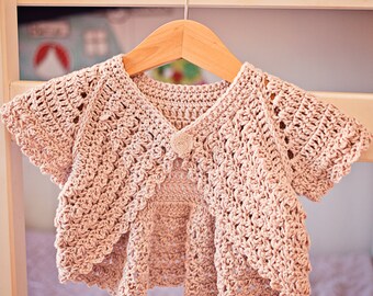 Crochet PATTERN - Flutter Sleeve Shrug - Cardigan (sizes baby up to 6 years)