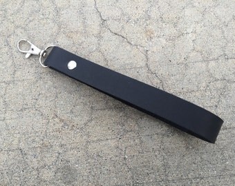 Black Leather Wristlet Strap - 3/4" x 8"