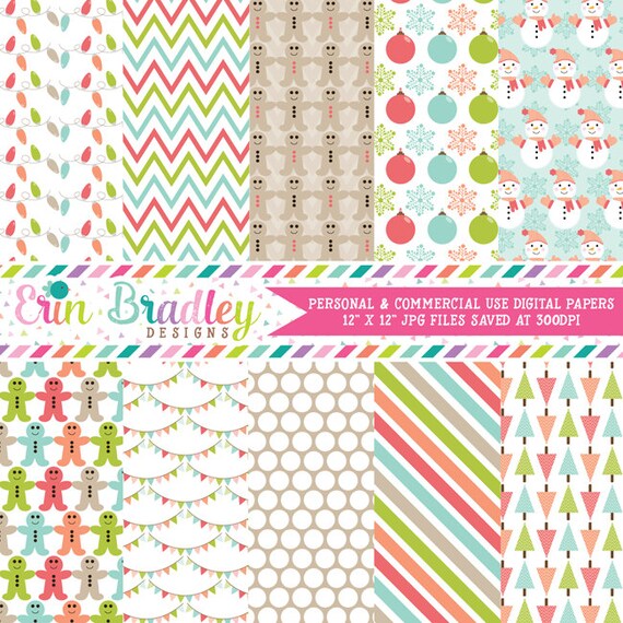 Holiday Digital Papers Personal and Commercial Use Christmas Cheer Il_570xn