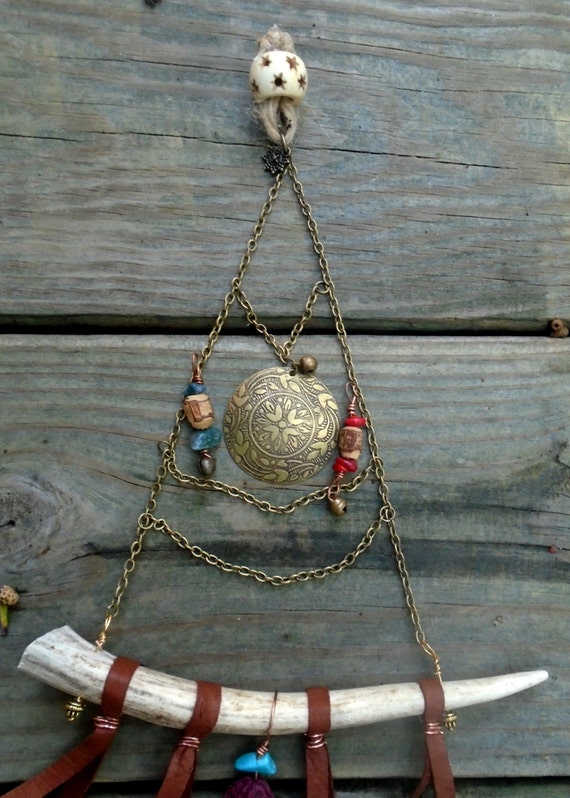 DeviDesigns Bear Totem Wind Chimes Wallhanging Fairy Bells