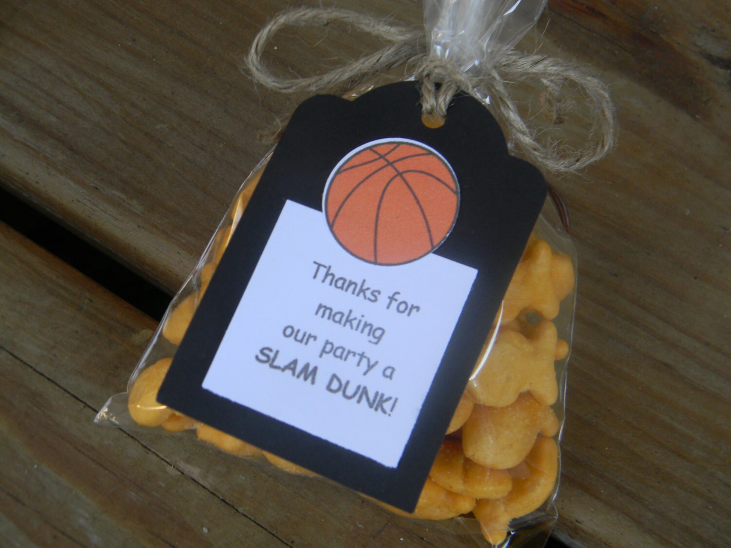 BASKETBALL party favor tag with bag set of 10 basketball