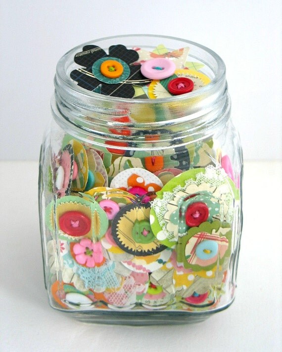 Handmade Paper Flowers / Scrapbook Flowers / Embellishments / Journal Supplies / Cute Paper