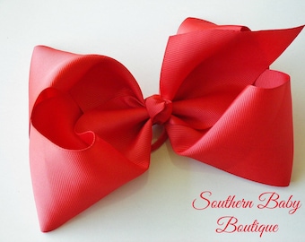 New---School Cheer Bow XX-Large 7 Inch Hair Bow---RED---Ready to Ship