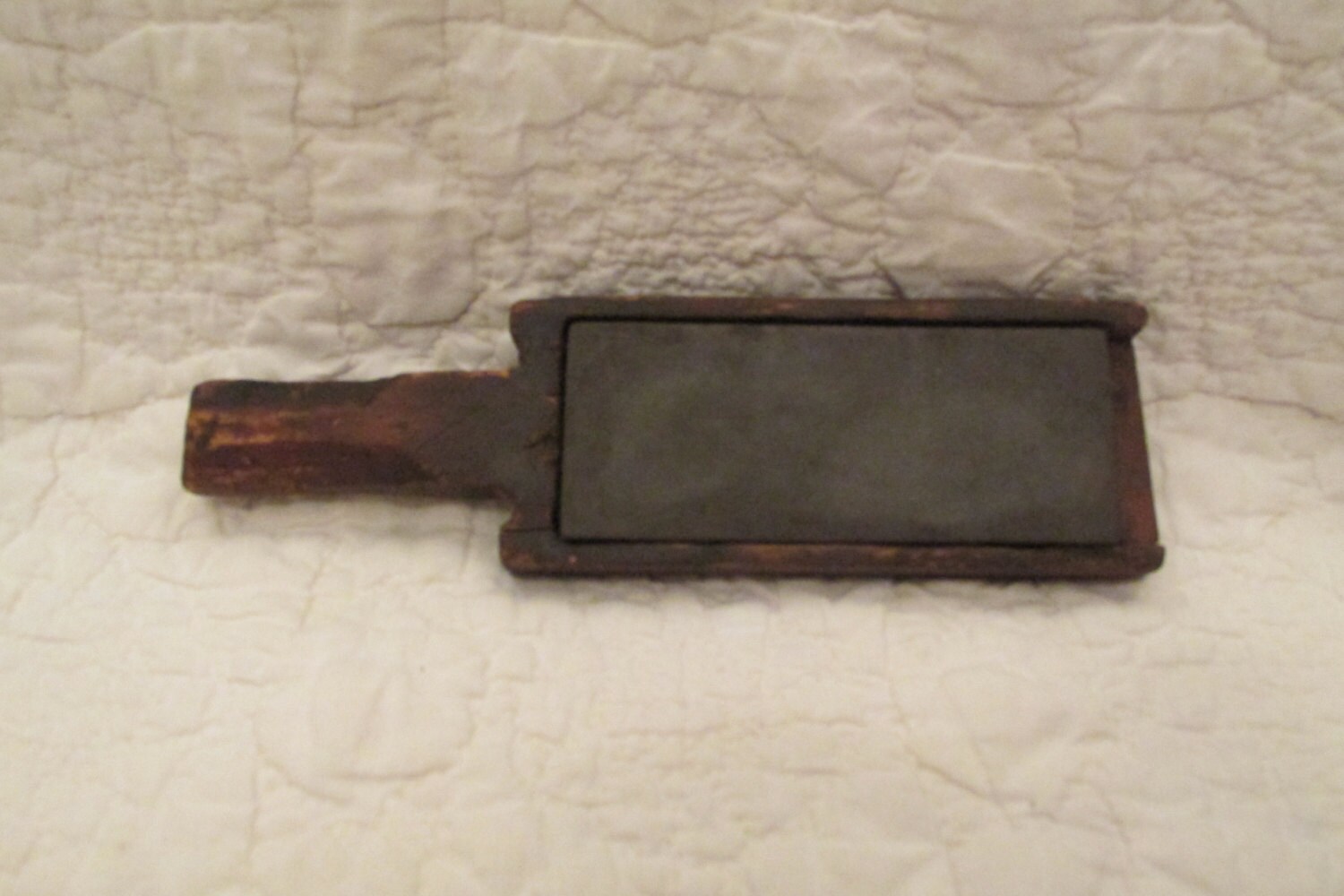 Vintage Sharpening Stone in Primitive wood holder