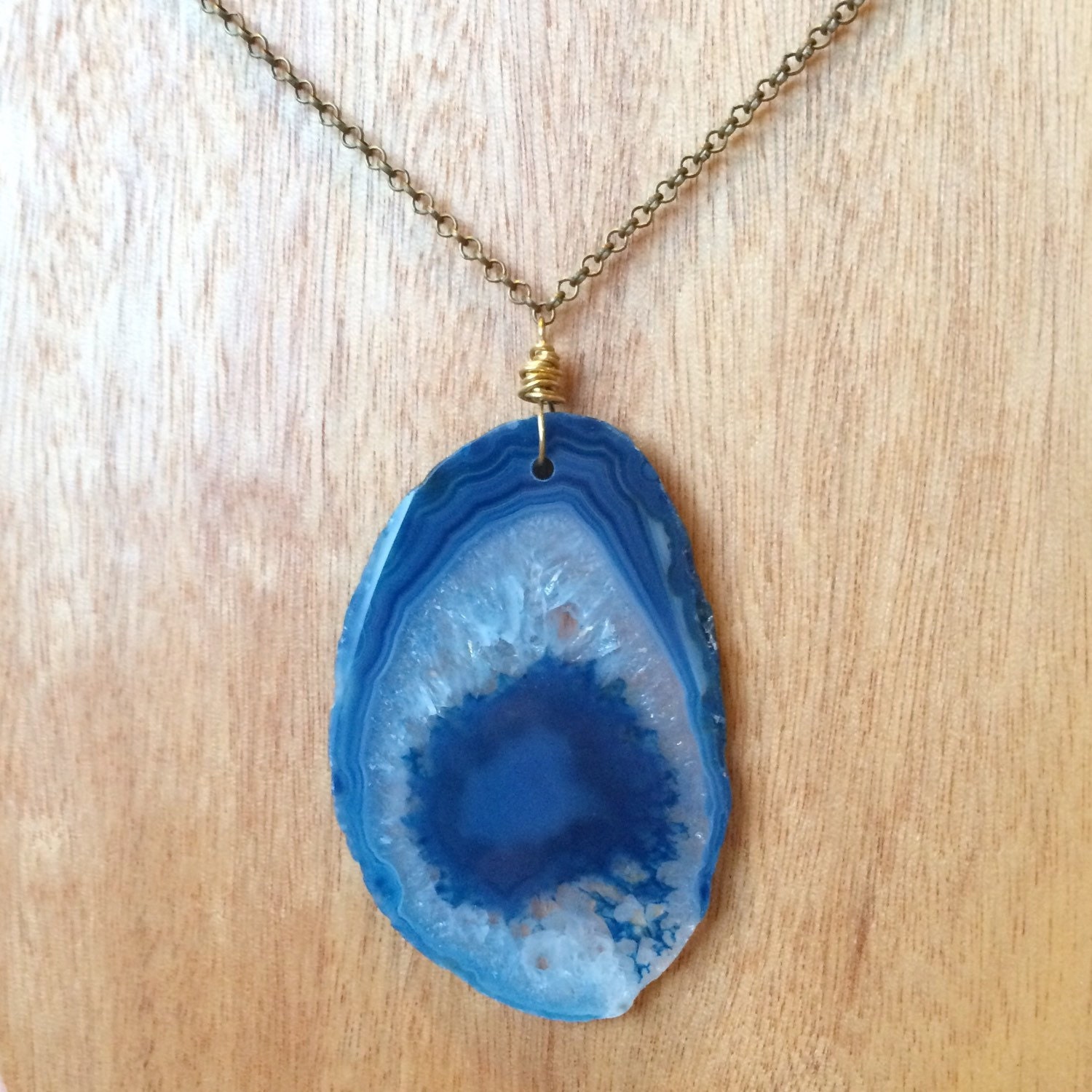 Agate Slice Pendant by LavaLake on Etsy