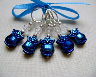 Little Hematite Owl Stitch Markers for Knitting or Crochet