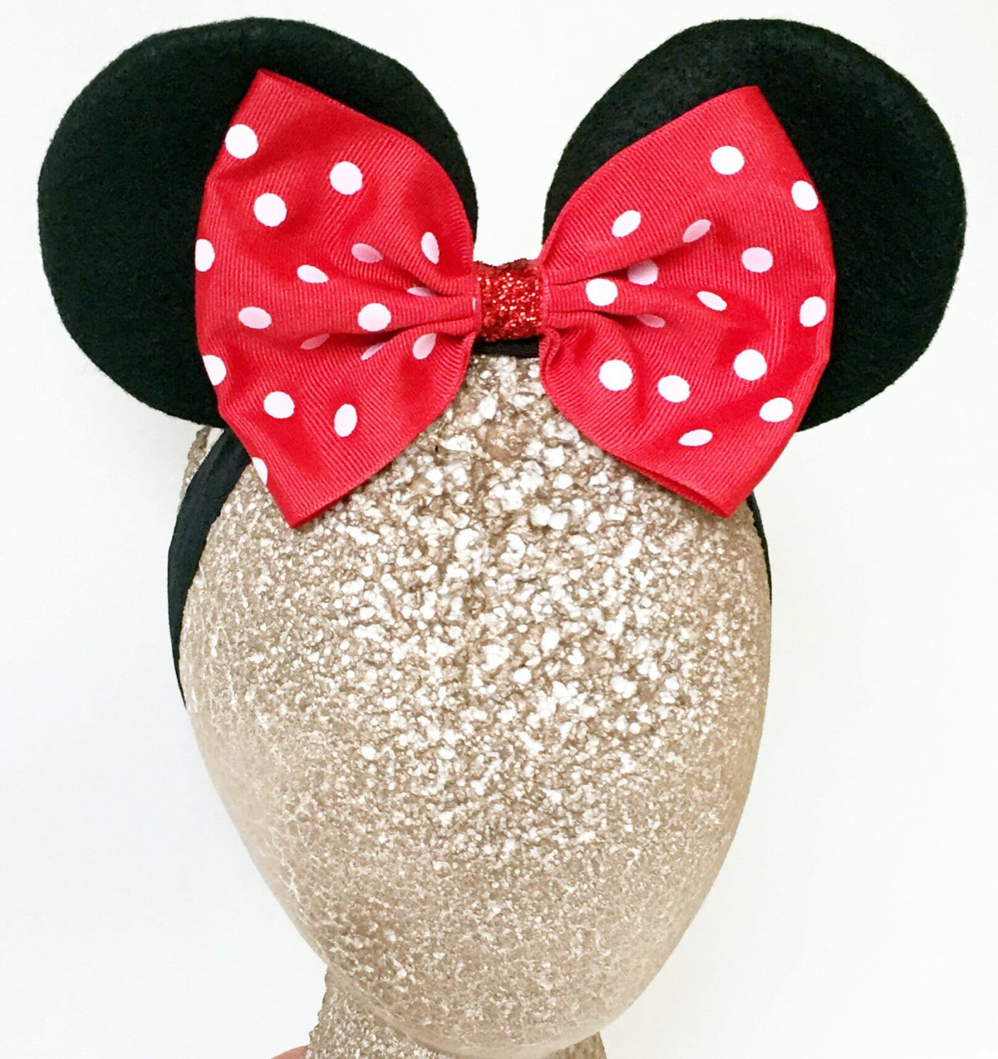 Baby Minnie Ears Girls Stretch Headband Red Polka Dot Bow