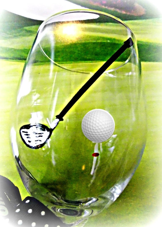 Wine Glass Golf Club Golf Ball Golfer Wine Glass Golf Club