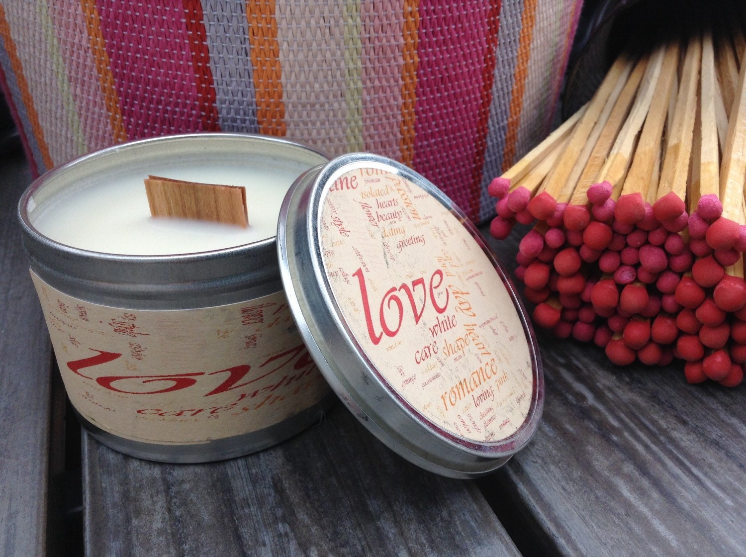 Wood Wick Soy Candles Love Spell Scented Candle Travel Tin