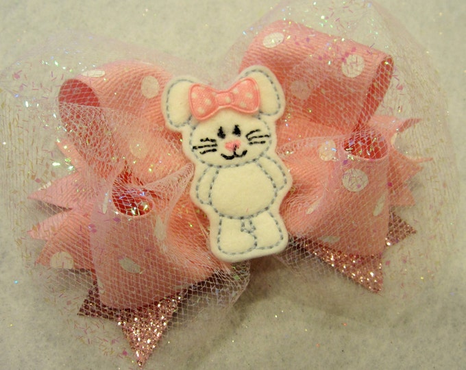 Easter Hair Bow, Easter Bunny Hairbow, Boutique Hairbow, Girls Hair Bows, Pink Bows, Baby Bows, Baby Easter Hair Bow, Baby Headband, Bunnies