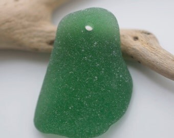 Frosted Green Teal Sea Glass. Top Drilled. Eco Friendly, Upcycled, Sea Glass Jewelry Supply. Lot H2.