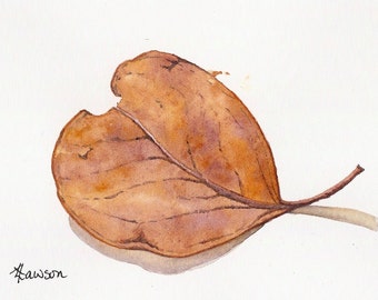 Golden gum leaf ~ Original watercolour painting