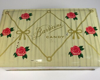 Free Shipping, Barricini Candy Tin, Tabletop, Chocolate Tin, Red Rose