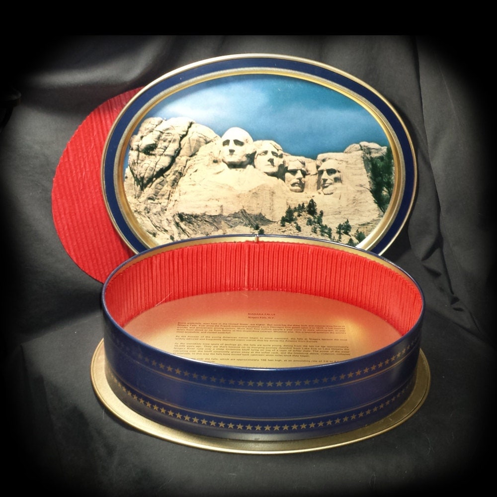 Vintage Mount Rushmore Tin and Tray / 1986 Sunshine Biscuits Historical