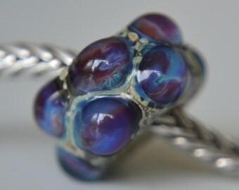 Silver Core Options - OOAK Silver Foil Handmade Lampwork Glass European Charm Bead - SRA - Fits All Bracelets