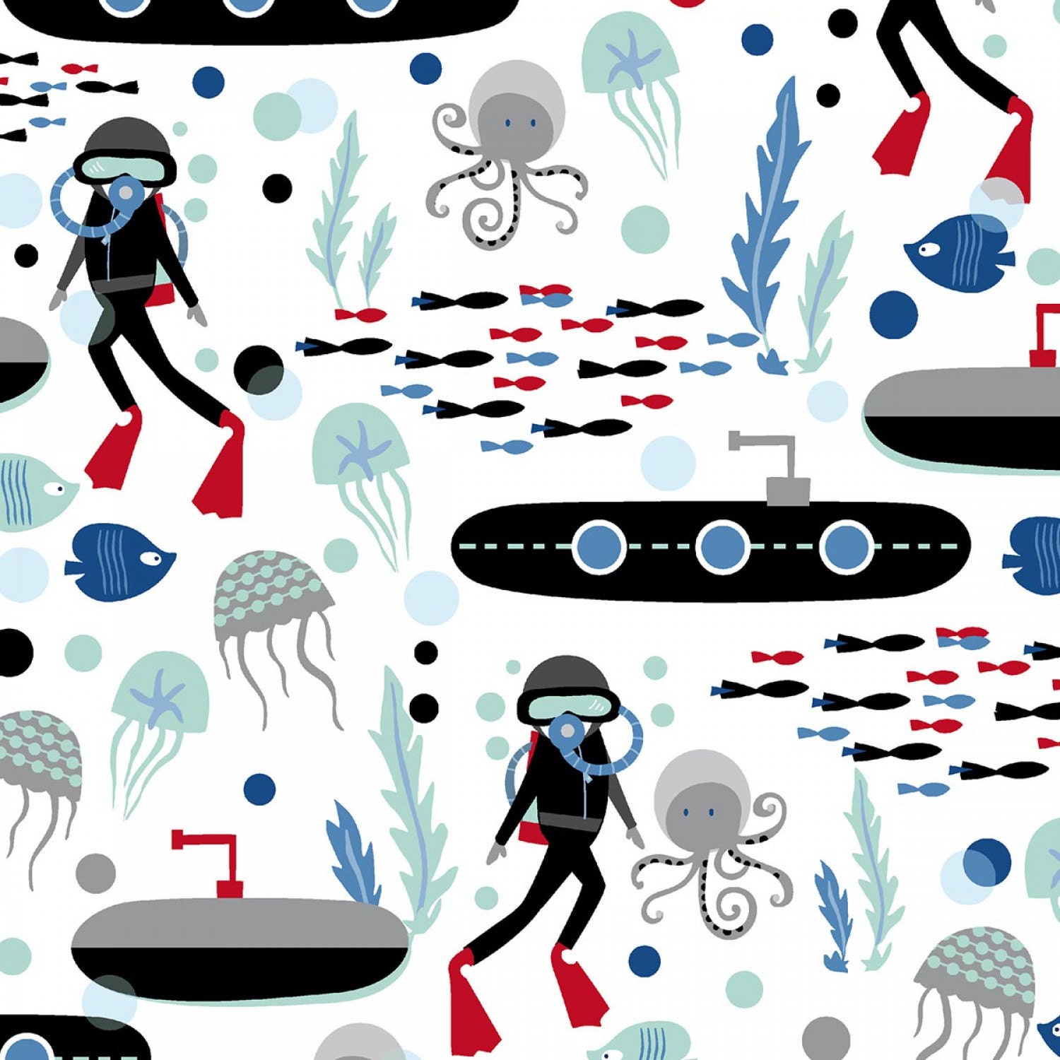 Scuba Dive Fabric 1 Yard Scuba Scene by Whistler Studios