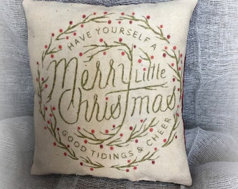 Christmas Pillow | Christmas decoration | Country Christmas decor | Handmade Christmas | Primitive Christmas PIllow | Holiday Farmhouse
