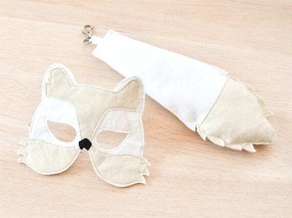 Kids Fox Mask and Tail Arctic Fox Costume Eco Friendly Mardi