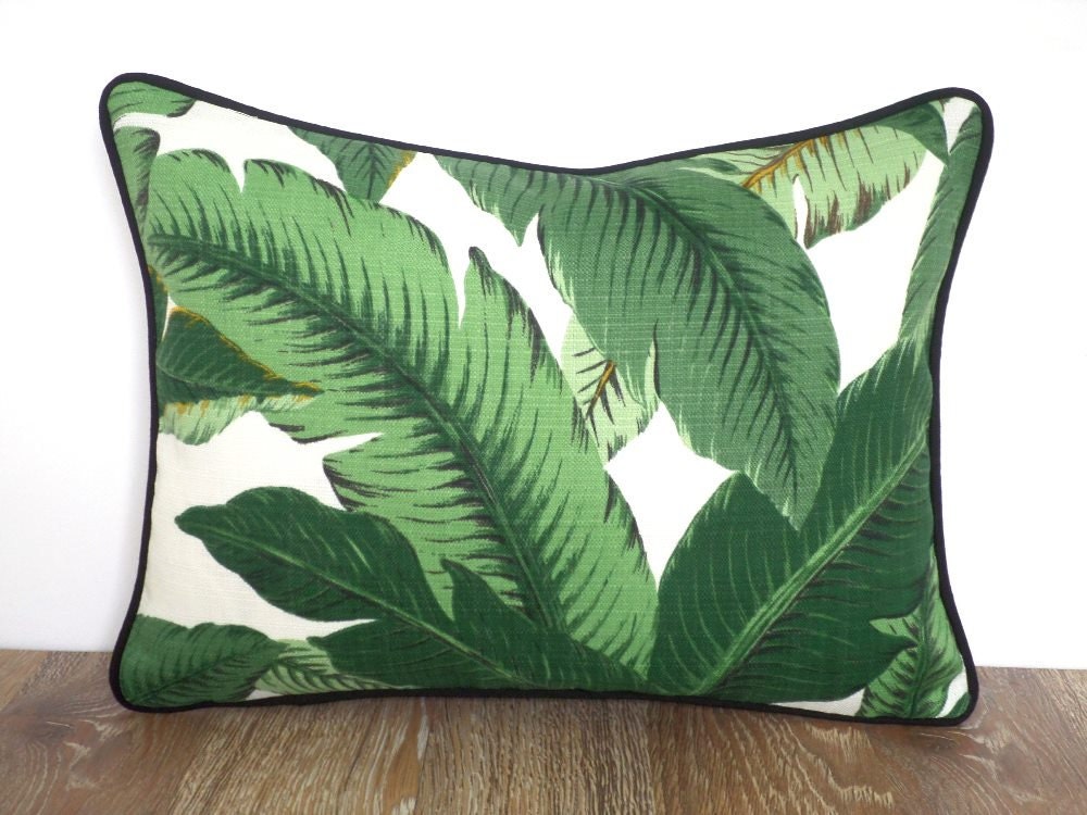 Tropical palm leaf lumbar pillow cover 16x12 by anitascasa on Etsy