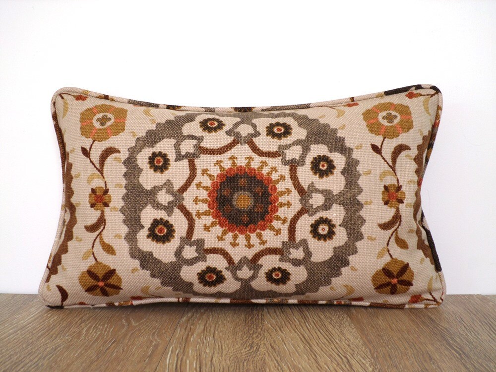 Brown ikat pillow cover bohemian decor brown lumbar by anitascasa