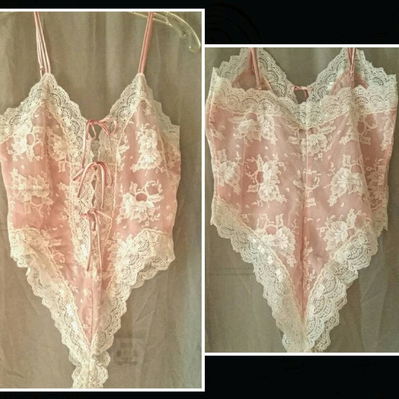 Vtg. Victoria's Secret Sexy Pink Lace Teddy Girly
