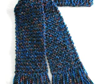 Blue Scarf 6 ft Long Chunky Knit Scarf Knitted Winter Scarf Men Women Blue Tweed Scarf Long Knitted Scarf