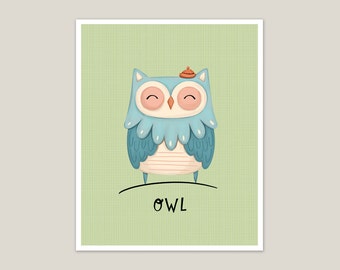 Blue Owl - Art Print 8x10