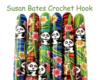 Crochet Hook Panda, Susan Bates Polymer Clay Covered Crochet Hook, Ergonomic Crochet Hook