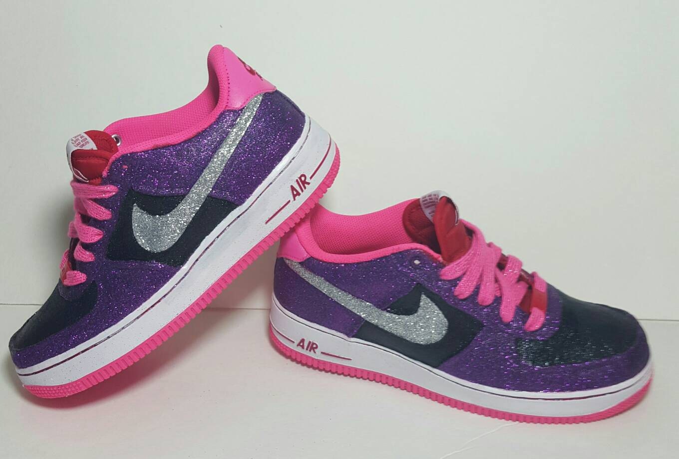 purple glitter air force ones