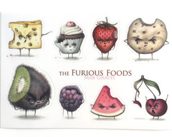 Furious Foods Sticker Sheet - by Mab Graves