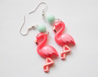 Pink Flamingo Earrings, Flamingo Earrings, Pink Flamingos, Cute Earrings, Exotic, Kawaii Earrings, Pink Earrings, Flamingoes, Gift