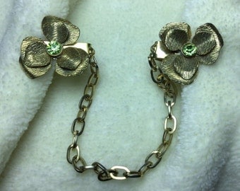 Vintage Gold FLOWER Sweater Guard Clip Chain