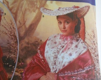 Simplicity 5444 Civil War Fashion Historian Ladies Mantle with Hat. ruffled cape