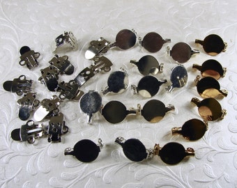 Mixed Lot Brooch Lapel Shoe Clips Blanks Pins Backs Clips Gold and Silver Tone Metals
