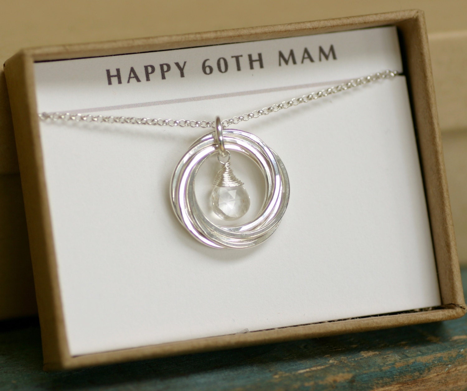 60th birthday gift April birthstone necklace by