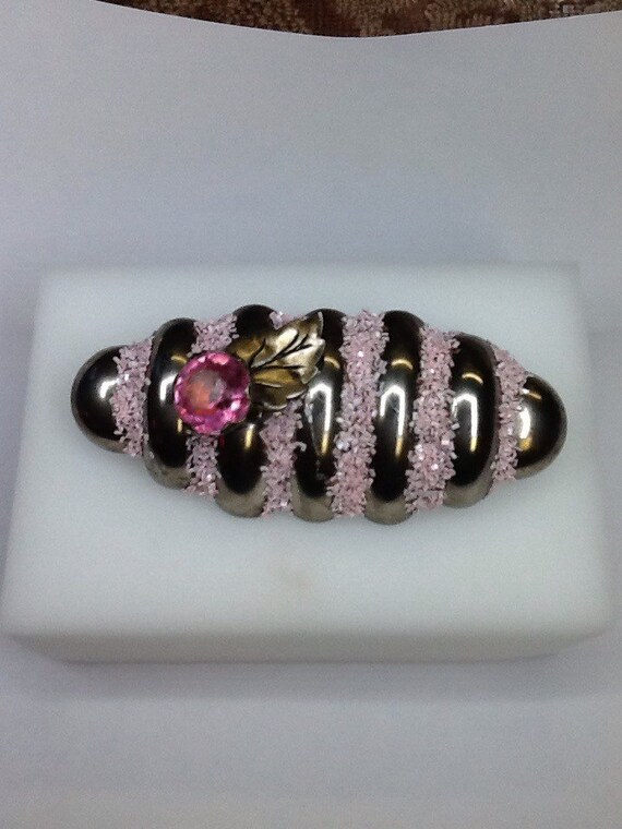 Items similar to Pink Rhinestone Glitter Brooch OOAK Pin Costume
