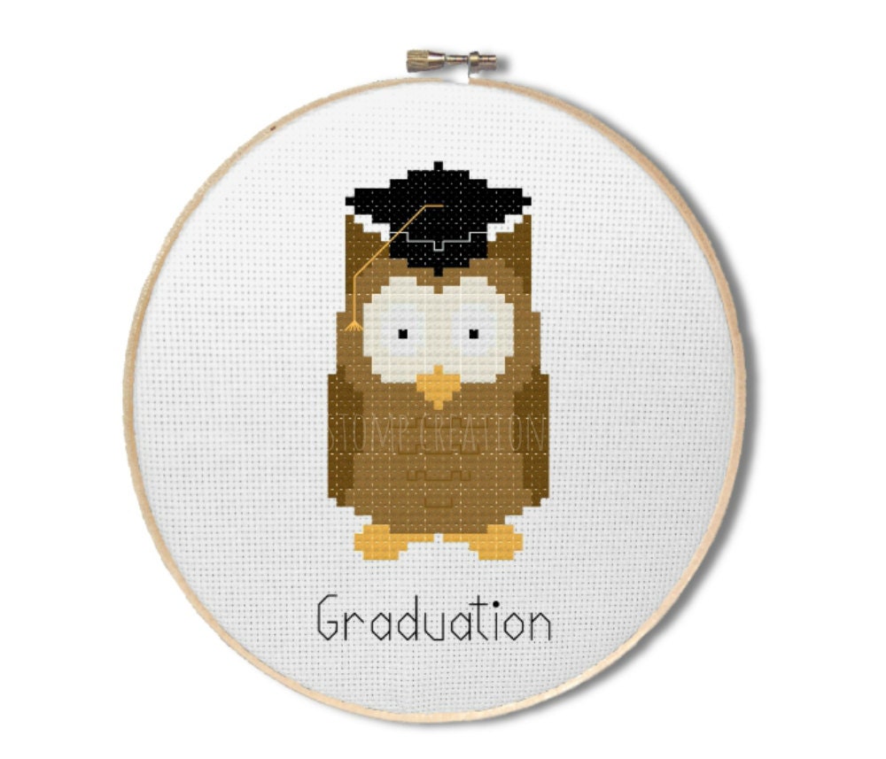 Graduation cross stitch pattern Graduation owl