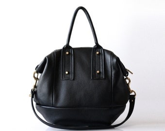 Large leather handbag Opelle Vanda bag in soft Pebbled Leather