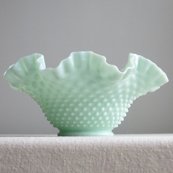 Vintage Green Pastel Milk Glass Bowl by BarkingSandsVintage