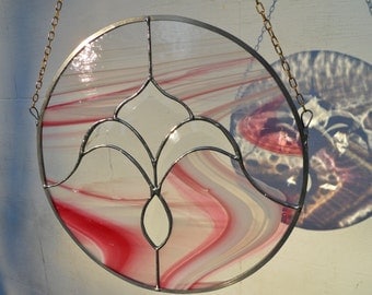 Pink Stained Glass Bevel Panel