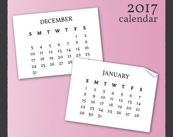 2017 Calendar Clip Art in Serif Font