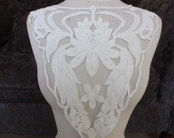 Ivory Hand Beaded Applique MOTIF-129 Fabric main image 0