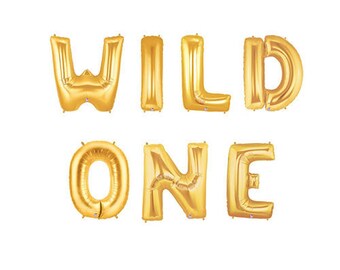 Sale 14" WILD ONE Balloons Balloon Kit Where the Wild Things Are Birthday Kids Nursery Baby Shower Letter Balloons Gold Balloon Silver Pink