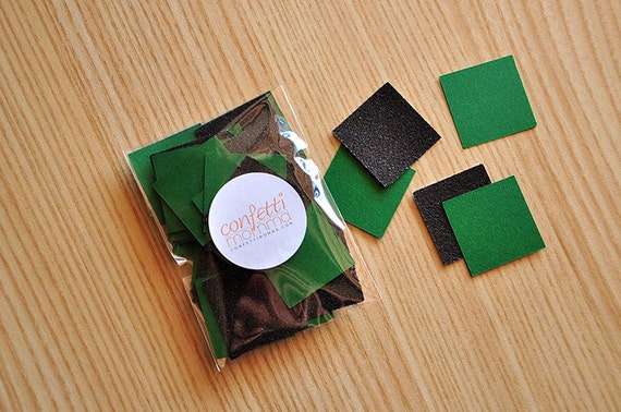 Pixel Confetti for a MineCraft Party. Handcrafted in 2-3 Business Days. Green and Black Square Confetti. 50CT. Il_570xn