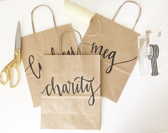 Custom gift bags + Kraft gift bags + Wedding gift bags + Bridal shower gift bag + Bachelorette Party bags + Welcome Bags / Handwritten