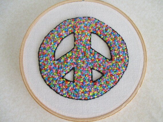 Peace sign hand embroidery hippie peace sign hoop art peace Peace sign hand embroidery hippie peace sign hoop art peace